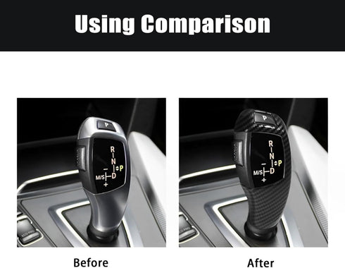Carbon Fiber Car Gear Shift Knob Cover,Cover Carbon Color ABS Trim fits, Black...