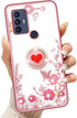 for TCL 30 SE Case (6.52-inch) Girls Women Cute Butterfly Red Heart Clear Soft Silicone Phone Case with Ring Stand Strap Lanyard Shockproof Protec...