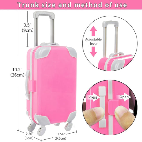 ZQDOLL American 18 inch Doll Clothes and Accessories - Doll Travel Suitcase Play Set Including Suitcase Doll Clothes, Shoes, Sunglasses, Camera, U...