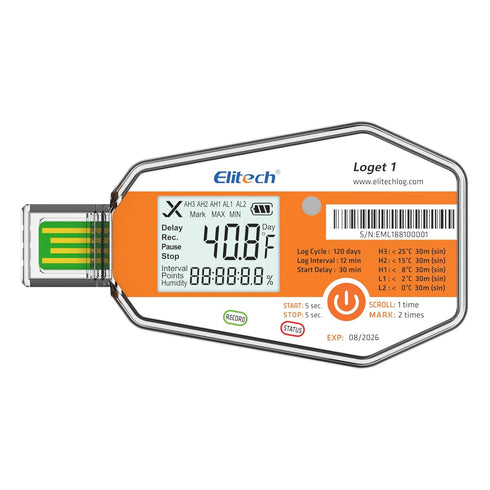 Elitech WHO PQS Certificated Temperature Data Logger 120Days with Light Sensor Single Use Temperature Recorder PDF Report USB Temperature Logger 1...