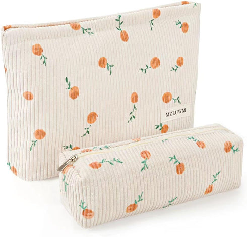 Makeup Bag, Cosmetic Bags for Women, Large Capacity Make up Bag and Brush Storage Bag,Corduroy Makeup bag Set,Aesthetic Women Handbags Purses, Tra...
