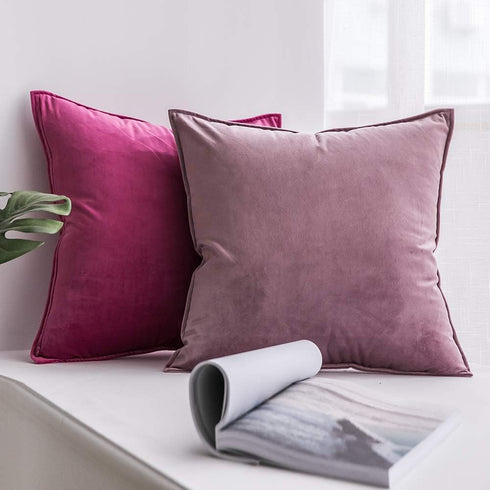 MIULEE Pack of 2 Decorative Velvet Throw Pillow Cover Soft Hot Pink Pillow Cover Soild Square Cushion Case for Spring Sofa Bedroom Car 18x 18 Inch...