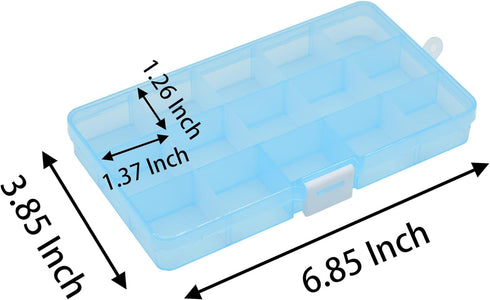 4 Pcs 15 Grids 6.85 Inch x 3.85 Inch Adjustable Small Removable Clear Plastic Jewelry Organizer Divider Storage Box Jewelry Earring Tool Container...