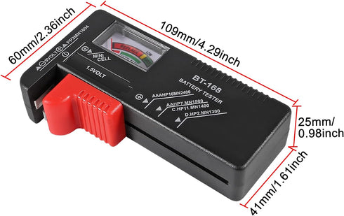 2Pack of BT-168 Battery Tester, Universal Battery Tester, Small Battery Tester for Household Battery, Suitable for AAA AA C D 9V 1.5V Button Batte...