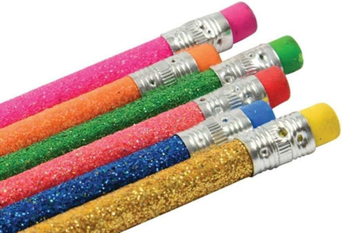 Sparkle Glitter Fun #2 Lead 7.5" Pencils (36 Pack) 6 Glitter Colors: Yellow, Red, Pink, Green, Blue and Orange! (36)...