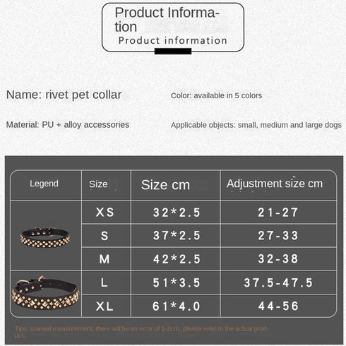 Spiked Dog Collar, Mushrooms Rivet Studded Adjustable Pu Leather Pet Collars for Cats Puppy Dogs (M, Brown3)...