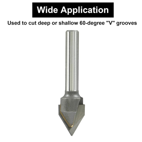 60 Degree Carbide Tip V-Groove Engraving Bit Router Bit, 1/2 Inch Cutter Diameter with 1/4 Inch Shank Cemented Carbide Woodworking Cutting Tools...