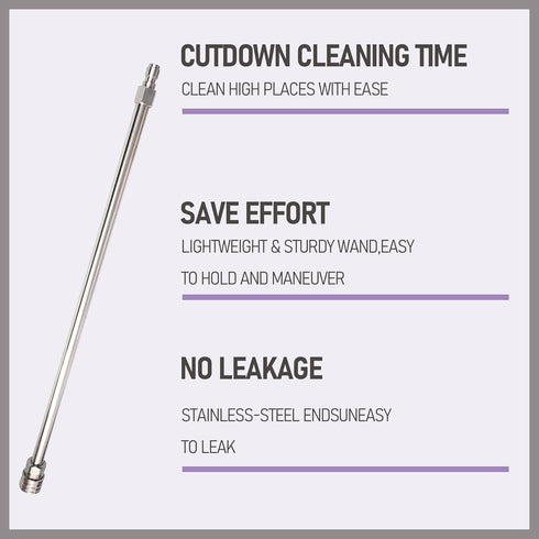 Hourleey 2 Pack 17 Inch Pressure Washer Wand, Stainless Steel Body and Fitting with 1/4" Quick Connect Power Washer Lance for Power Wash...
