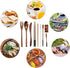 Wooden Utensil Flatware Set Reusable Utensils Travel Cutlery Set for Eating with Case, 10 Pcs Wooden Spoon and Fork Set Bamboo Flatware Set...