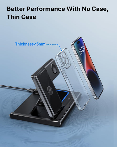 Wireless Charger, 3 in 1 Wireless Charging Station for Multiple Devices,Wireless Charging Stand for iPhone15 14 13 12 11 Series, airpod Pro 3 2 & ...