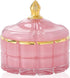 7 oz Pink Glass Jewelry Jar Cube Facets Candy Storage Sugar Bowl with Lid Kitchen Bath Gift Bathroom Buffet Storage Organizer...