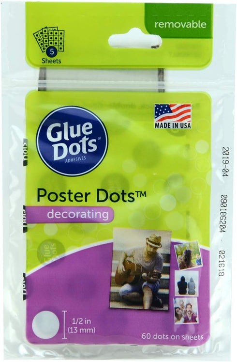 Glue Dots Double-Sided Removable Poster Dots, 1/2'', Clear, Pack of 360, 6 Pack, 6 Pack...