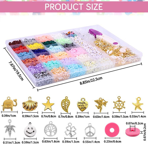 JOICEE 4400pcs Clay Beads for Bracelet Making Kit, Friendship Bracelet Beads Flat Preppy Beads for Jewelry Necklace Earring Making,Aesthetic Boho ...