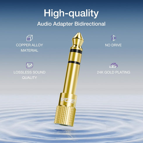 VCE 6.35mm (1/4 inch) Male to 3.5mm (1/8 inch) Female Stereo Audio Jack Adapter for Aux Cable, Guitar Amplifier, Headphone, 2 Pack...