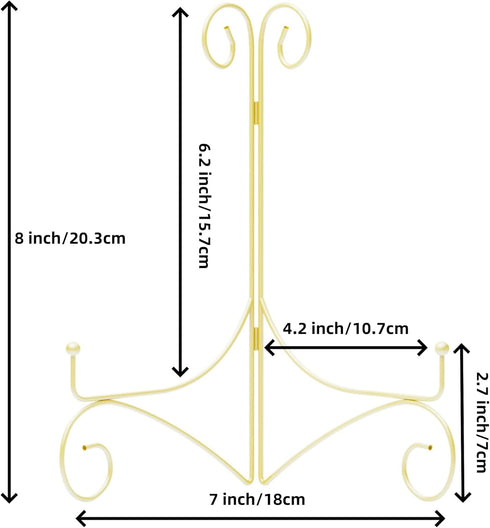 Plate Display Stands with Hinged Folding Design, 8 Inch Picture Frame Stand for Tables, Decorative Easels for Plates, Photos, Cards and Books, 8’’...