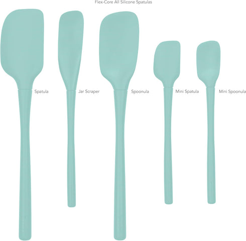 Tovolo 5-Piece Spatula Silicone Utensil Set (Light Aqua): Spatula, Spoonula, Jar Scraper, Mini Spatula, and Mini Spoonula...