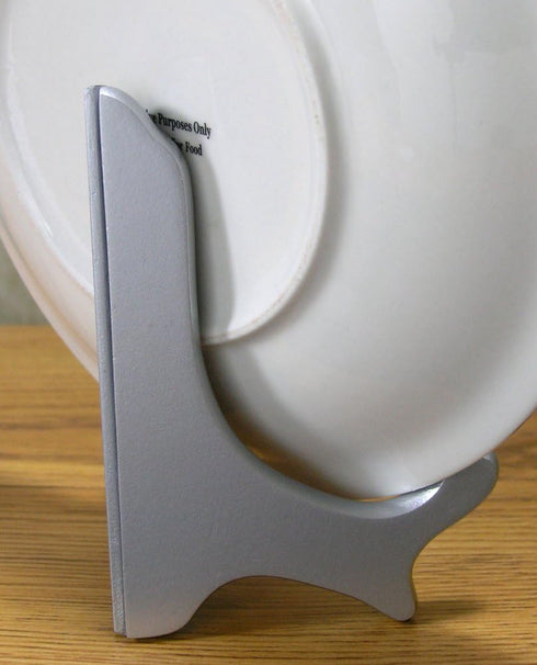 BANBERRY DESIGNS Silver Display Stands - Set of 3 Metallic Silver 5" Wood Easels - Plate Stand Holder - Silver Wedding Decorations - Place Card Ho...