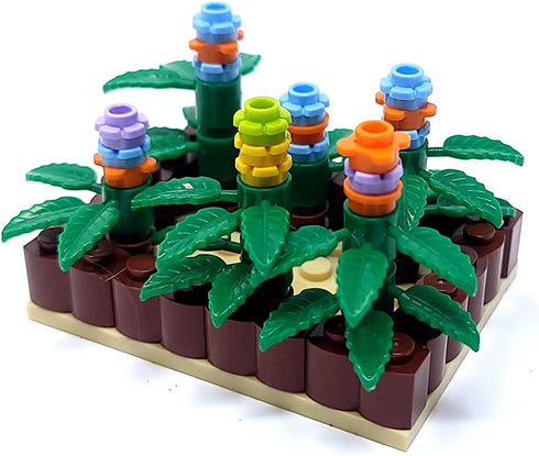 General Jim's Bright Colorful Vegetable Garden Plot Building Block Toy Playset 165 Pc 6 Section Modular Building Block Vegetable Garden Plot Set f...