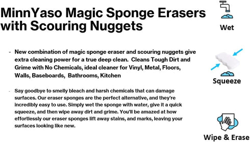12 Pack 4.6” x 2.5” x 3/4” Magic Sponge Erasers Infused with Scouring Nuggets, 10x Durability vs Traditional Erasers, Advanced Cleaning for Bathro...