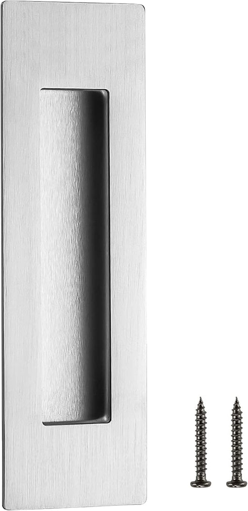 Ravinte 1 Pack Brushed Nickel Sliding Closet Door Handles Silver Flush Pulls 7in Length Recessed Finger Pulls for Sliding Barn Door Sqaure Cabinet...