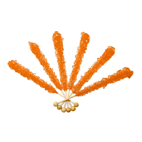 Extra Large Rock Candy Sticks: 6 Orange Rock Candy Sticks - Individually Wrapped - Espeez Rock Candy Sticks for Candy Buffet, Birthdays, Weddings,...