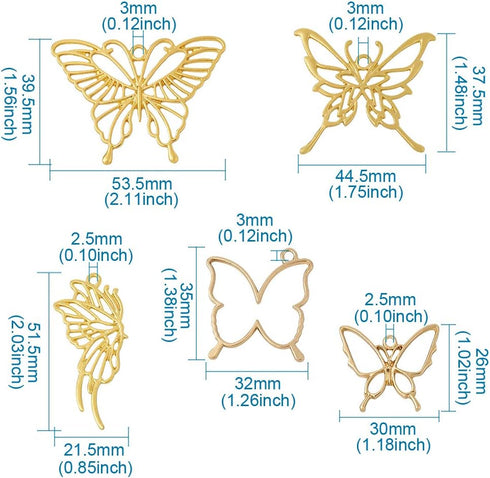 Assorted Style Open Back Bezel Charms Metal Hollow Frame Pendants Pressed Flower Charms for DIY UV Resin Jewelry Making...