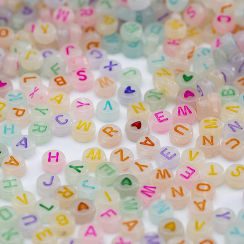 500PCS Acrylic Letter Beads Glow in The Dark for Jewelry Making Alphabet Beads for Bracelets Kit Letters Beads for Necklace Making (color letter l...