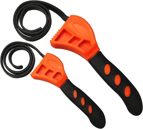 2Pcs Oil Filter Wrench Set, Car Repair Tools, Jar Openers Pipe Wrench, Rubber Strap Wrench Set for Mechanics Plumbers (Orange)...