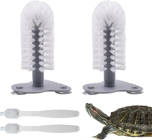 4 PCS Turtle Shell Brush with Suction Cup for Tank, Turtle Scrub Brush Turtle Scratches Back Brush Triple Strong Suction Turtle Shell Cleaning Bru...