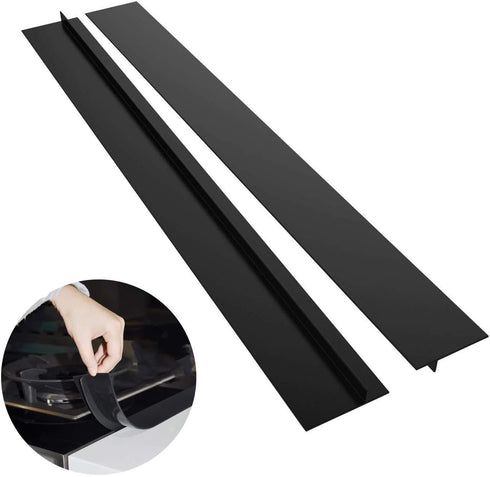 MingTa Silicone Kitchen Range Gap Cover Filler Easy Clean Heat Resistant Wide & Long Gap Filler, Seals Spills Between Counter, Stove Top, Oven, Washer & Dryer (25 Inches, Black)