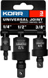 KORR Tools KSS007 3pc Impact Grade Universal Joint Swivel Socket Set 1/4-Inch, 3/8-Inch, 1/2-Inch Drive...