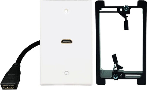 HDMI Wall Plate,Fly Tiger,6 Inch Pigtail Built,in Flexible High Speed HDMI Cable with Ethernet,Single Outlet Port Insert(1 Port+Bracket)...