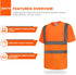 High Visibility Shirts Quick Dry Safety T Shirts with 4 Reflective Strips and Pocket Short Sleeve Mesh Hi Vis Construction Work Class 2 Shirt for ...
