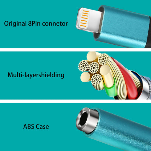 3Pack Lightning to 3.5mm Aux Adapter Jack Converter Braided Audio Aux Cord Earbuds Splitter Adaptor Compatible with iPhone 14/14 Pro Max/13/13......