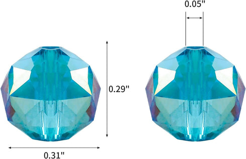 70PCS8mmRound Crystal Glass BeadsforJewelry MakingRondelle Glass Beads Faceted Rondelle Beads DIY Glass Crystal Beads for Bracelets Necklace Penda...