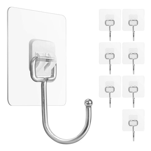 FACURY Large Adhesive Hooks 22Ib(Max), Waterproof and Rustproof Wall Hooks for Hanging Heavy Duty, Stainless Steel Towel and Coats Hooks to use In...
