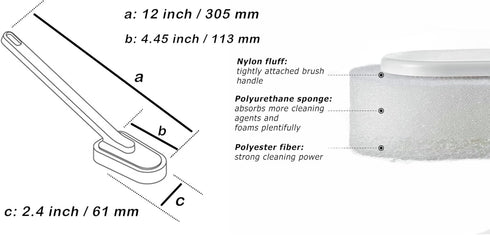 Long Handle Sponge Brush Toilet Brushes Sponge Scouring Pads for Dishwashing Kitchen Toilet Bathroom Wash Cleaning Tool Accessory (Long-Handled Br...