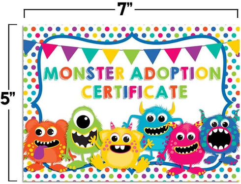 Cute Monster Plush Pet Stuffed Animal Themed Certificates of Adoption for Kids' Birthday Parties, 10 5"x7" Fill in Cards by AmandaCreation...