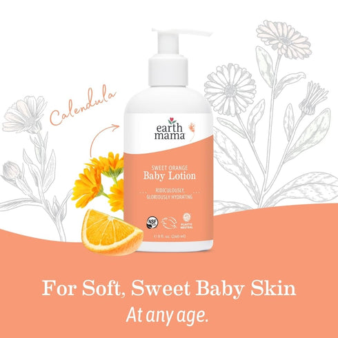 Earth Mama Sweet Orange Baby Lotion | Moisturizing Body Lotion for Dry Skin, Newborn Baby Lotion Sensitive Skin Care, Face Lotion for Babies & Kid...