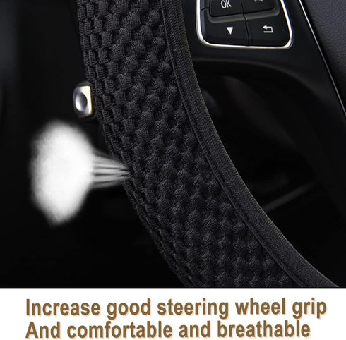 AEVEA Elastic Stretch Steering Wheel Cover Universal in Any Weather Comfortable Grip Strength Microfiber Breathable Ice Silk Anti-Slip Odorless Ea...