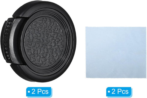 PATIKIL 27mm Lens Cap, 2 Pack Sides Pinch Snap Camera Lens Cover for Front Lens with Cloth, Suitable for 27mm Thread Universal DSLR Lenses, Black ...