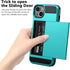 Vofolen Case Compatible with iPhone 15 with Card Holder, Dual Layer Shockproof Wallet Phone Case Hidden Card Slot Sliding Protective Hard Shell Ba...