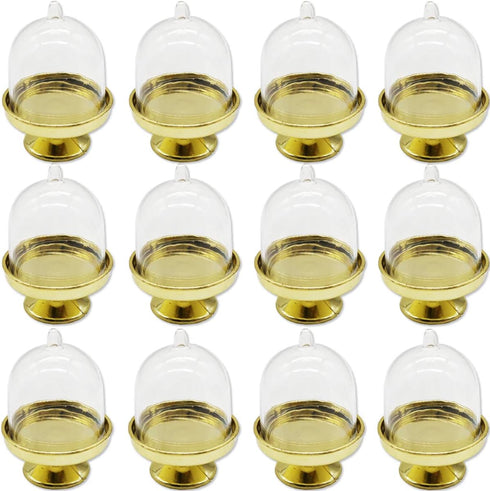 TIHOOD 12PCS Mini Cupcake Stand, Tiny Cake Dome with Clear Plastic For Chocolate, Cheese, Coconut Macaroons, Rum Balls, Candies & More!...
