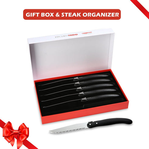 Knife Set, Steak Knives Set of 6, 6 Pcs Steak Knife Set Dishwasher Safe Knife Set, New Laguiole Premium serrated knife set, knives Set for Kitchen...