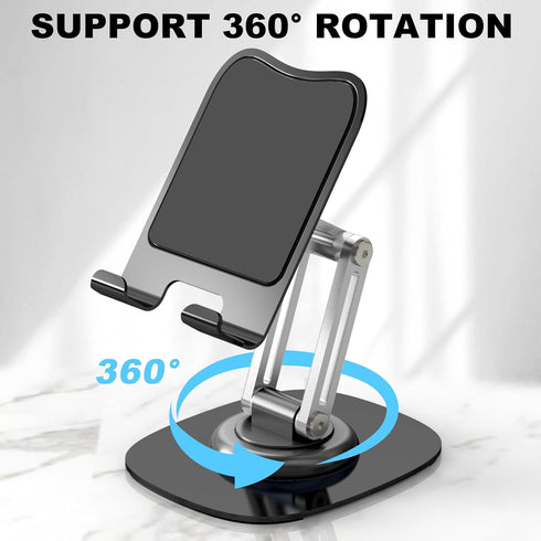 Phone Stand, Fully Adjustable Foldable Desktop Cell Phone Holder Stand, 360 Degree Rotating Phone Stand for Recording Compatible with iPhone 15 14...