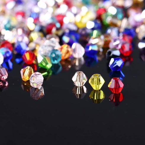 4MM Glass Beads 15 Colors 3000Pcs Bicone Crystal Beads for DIY Beading Projects, Bracelets, Necklaces, Earrings & Other Jewelrie...