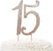 15 Gold Cake Topper | Premium Sparkly Crystal Rhinestones | 15th Birthday or Anniversary Party Decoration Ideas | Quality Metal Alloy | Perfect Ke...
