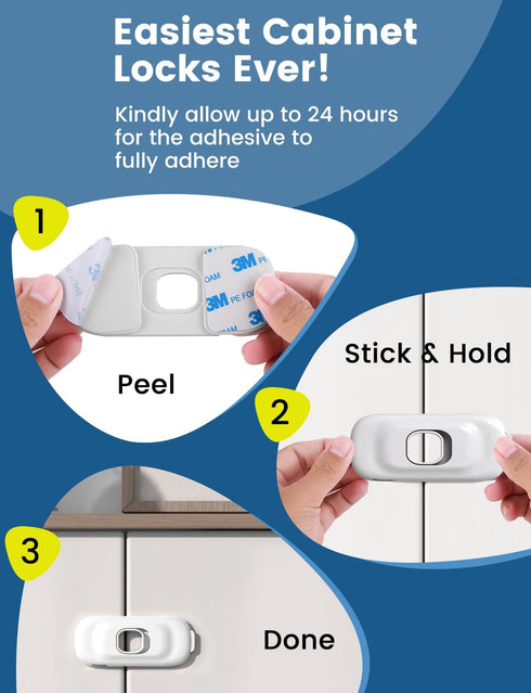 Cabinet Fridge Locks Baby Proofing, 4 Pack Child Proof Cabinet Refrigerator Locks, Baby Child Safety Frigerator Locks for Cabinets, with Strong Ad...