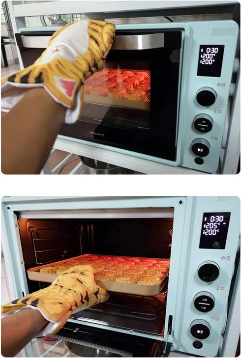 Oven Mitts Kitchen Cooking Baking Heat Resistant Cat Glove, 1 Pair Cat...