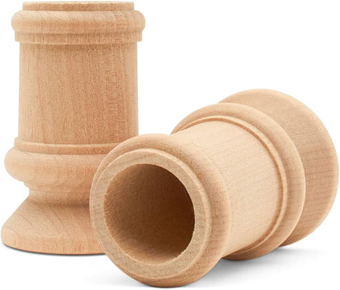 Wooden Candle Cups Classic-Style, 2-1/2 inch with 7/8 inch Taper Candle Hole, Set of 4 Ufinished Candlesticks, by Woodpeckers...